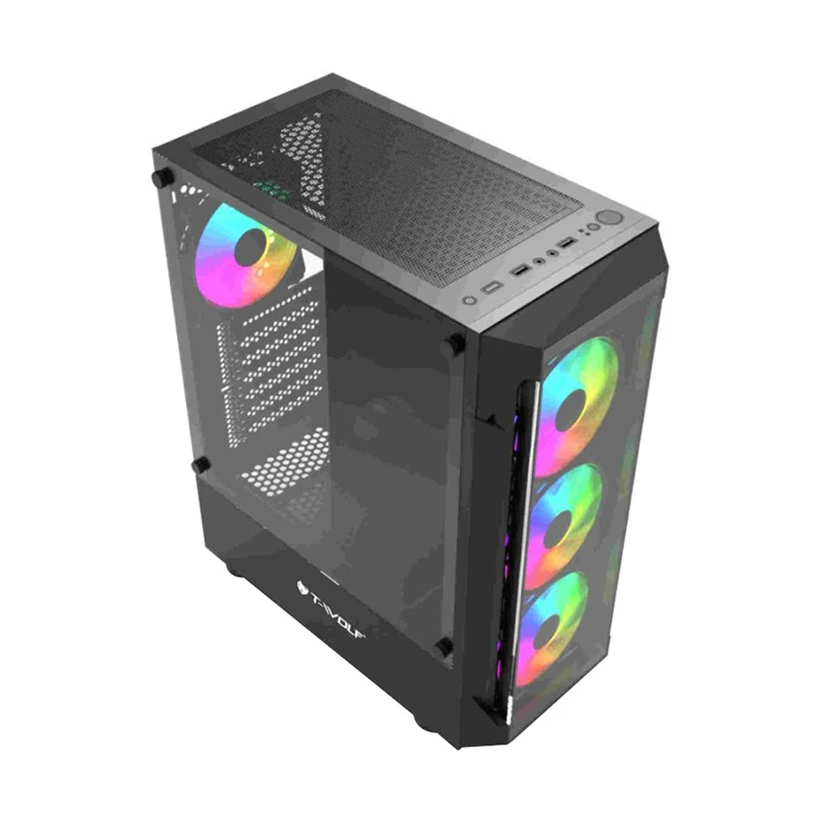 T-wolf Platina ARGB Mid Tower Black ATX Gaming Desktop Case