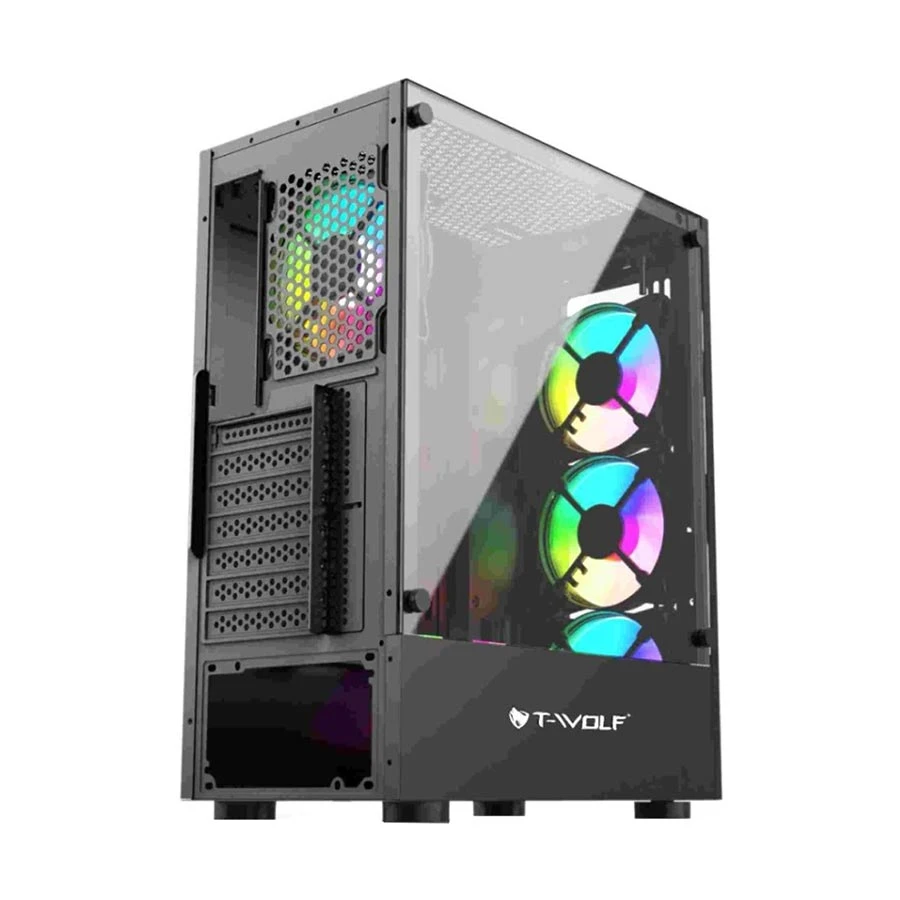 T-wolf Platina ARGB Mid Tower Black ATX Gaming Desktop Case