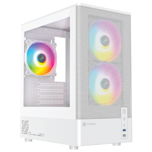 XTREME M31W M-ATX WHITE CASE TEMPERED GLASS WITH 3 RGB FAN WITHOUT PSU