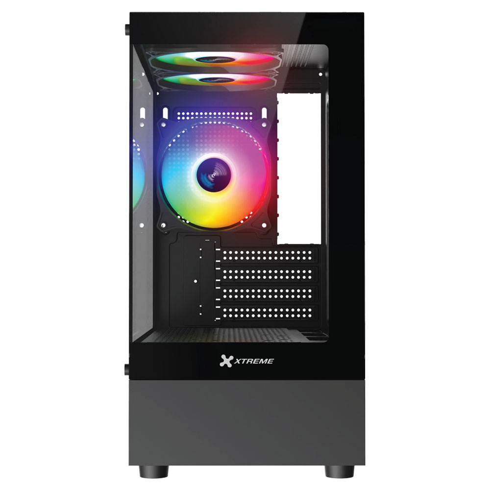 XTREME M95B MINI TOWER M-ATX BLACK CASE TEMPERED GLASS WITH 3 ARGB FAN WITHOUT PSU