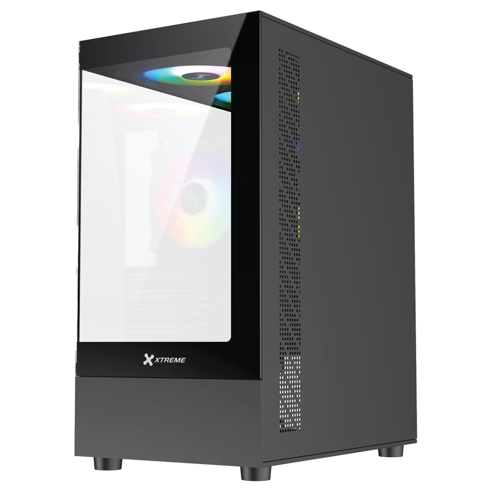 XTREME M95B MINI TOWER M-ATX BLACK CASE TEMPERED GLASS WITH 3 ARGB FAN WITHOUT PSU
