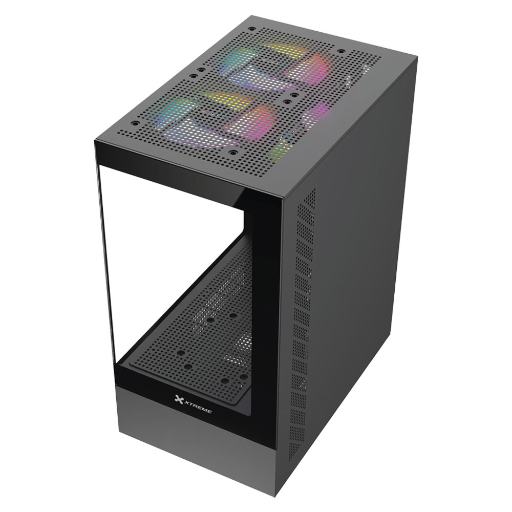 XTREME M95B MINI TOWER M-ATX BLACK CASE TEMPERED GLASS WITH 3 ARGB FAN WITHOUT PSU
