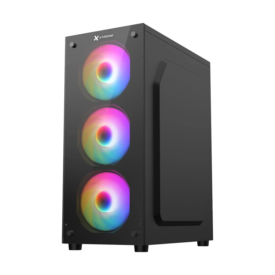 Xtreme 100E Mesh Mid Tower ATX Black Desktop Casing With 4 RGB Fan