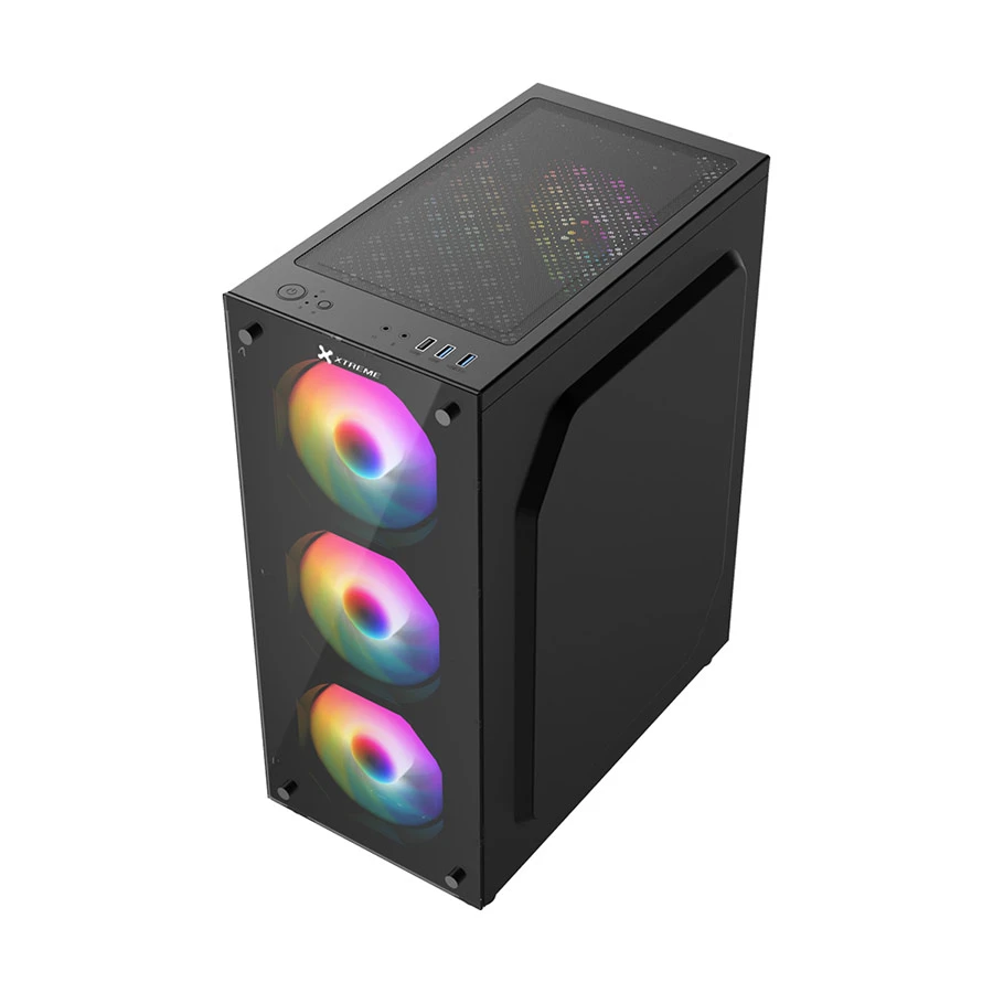 Xtreme 100E Mesh Mid Tower ATX Black Desktop Casing With 4 RGB Fan