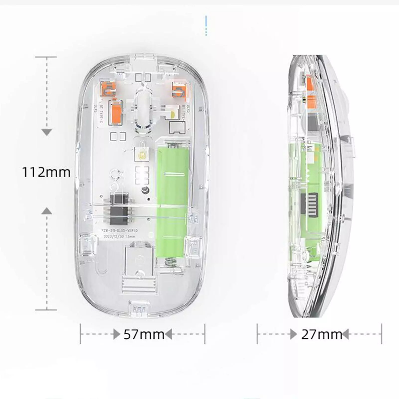 Transparent Wireless+Bluetooth Dual-Mode Rechargeable Mouse